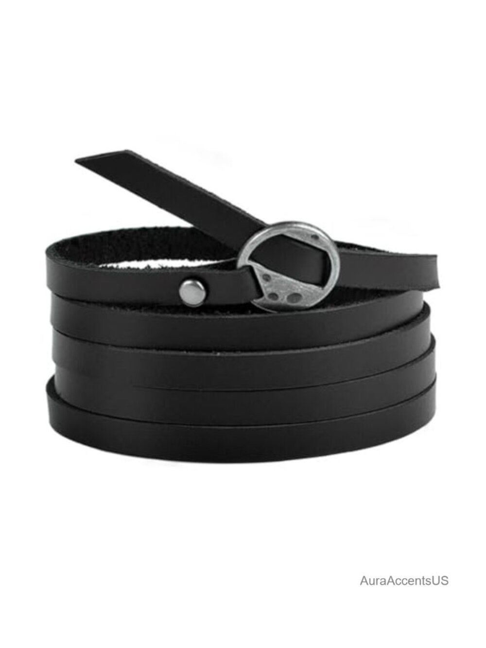 Genuine Leather 5 Wrap Bracelet with Metal Lock, Vintage Boho Cuff, Adjustable,